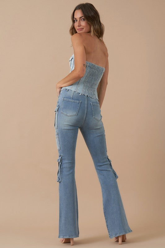 Insane Gene High Rise Cargo Bootcut Jeans Jeans