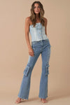Insane Gene High Rise Cargo Bootcut Jeans - DAVERRI FASHIONS