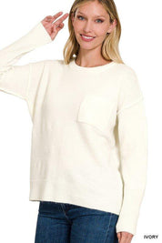 Zenana Hi-Low Hem Round Neck Sweater Sweaters