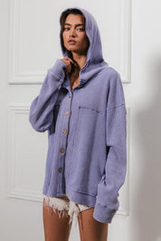 BiBi Washed Waffle Thermal Hooded Jacket | Daverri Fashions