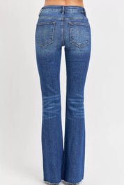 RISEN Full Size Distressed Mid Rise Flare Jeans Plus Size | Jeans Daverri Fashions