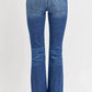 RISEN Full Size Distressed Mid Rise Flare Jeans Plus Size - DAVERRI FASHIONS
