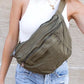 London Oversized Canvas Crescent Sling Bag - DAVERRI FASHIONS