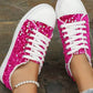 Sequin Round Toe Flat Sneakers - DAVERRI FASHIONS