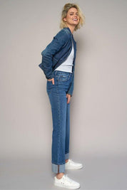 High Rise Cropped Bootcut Cuffed Jeans Jeans