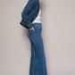 High Rise Cropped Bootcut Cuffed Jeans Jeans