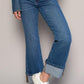 High Rise Cropped Bootcut Cuffed Jeans Jeans