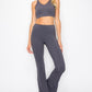 Gray v-neck crop top and butterysoft high-waisted flare yoga pants set