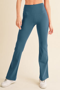 Teal women’s butterysoft yoga flare high-waisted pants