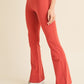 Women’s coral high-rise flared yoga pants in buttery soft stretch fabric