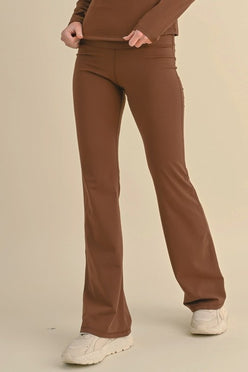 Brown women’s butterysoft yoga flare high-waisted pants