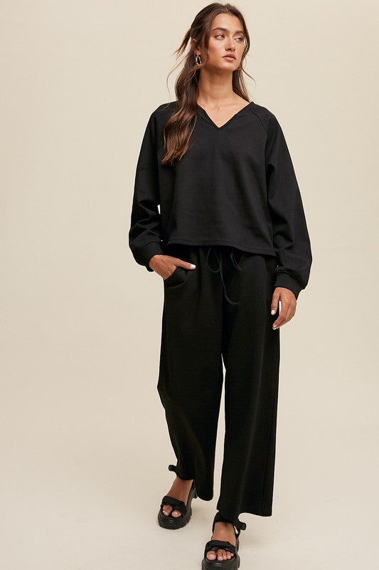 V-neck Sweatshirt and Pants Set Outfit sets