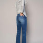 High Rise Front Slit Sliim Bootcut Jeans Jeans