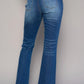High Rise Front Slit Sliim Bootcut Jeans Jeans