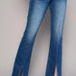 High Rise Front Slit Sliim Bootcut Jeans Jeans