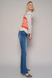 High Rise Front Slit Sliim Bootcut Jeans Jeans