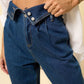High Rise Flap Waist Relaxed Cropped Jeans Jeans