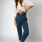 High Rise Flap Waist Relaxed Cropped Jeans DARK Jeans
