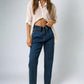 High Rise Flap Waist Relaxed Cropped Jeans Jeans
