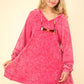 VERY J Mineral Washed Oversized A-Line Mini Dress Magenta Mini Dresses