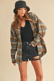 CHESTNUT S Jocia Plaid Flannel Shirt | Daverri Fashions