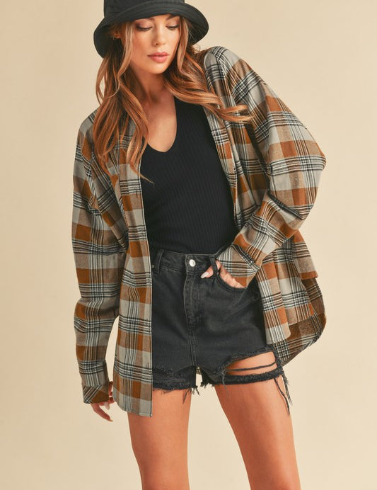 CHESTNUT S Jocia Plaid Flannel Shirt | Daverri Fashions