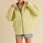 Light green quilted Dixie Jacket with zipper and pockets