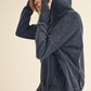 Dark blue distressed cotton Washed Vivi Pullover hoodie with ribbed cuffs