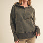 Olive green Washed Vivi Pullover hoodie with distressed texture