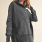 Dark gray distressed cotton Washed Vivi Pullover hoodie with ribbed cuffs