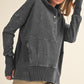 Dark gray distressed knit Washed Vivi Pullover hoodie with ribbed cuffs