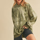 Kalia Tie Dye Hoodie in olive green oversized relaxed fit with pocket