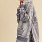 Kalia Tie Dye Hoodie in faded gray-purple pattern with purple trim