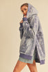 Kalia Tie Dye Hoodie in faded gray-purple pattern with purple trim