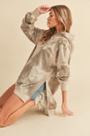 Kalia Tie Dye Hoodie in soft oversized muted beige gray pattern