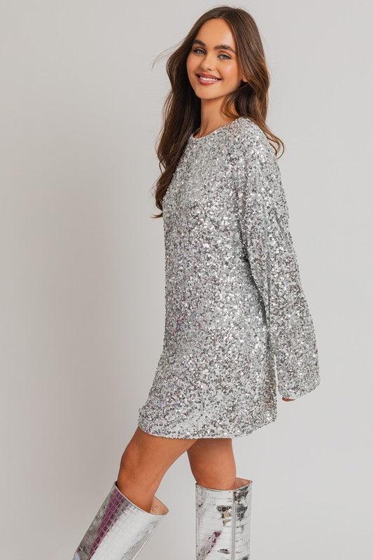 Long Sleeve Sequin Mini Dress Mini Dresses