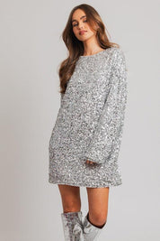 Long Sleeve Sequin Mini Dress Mini Dresses