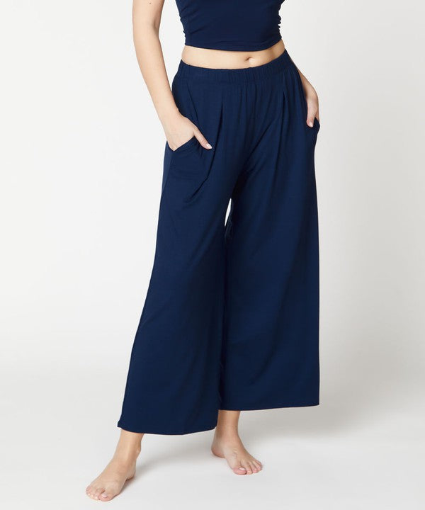 Full Size Bamboo Ankle Length Wide Leg Pants Bottoms