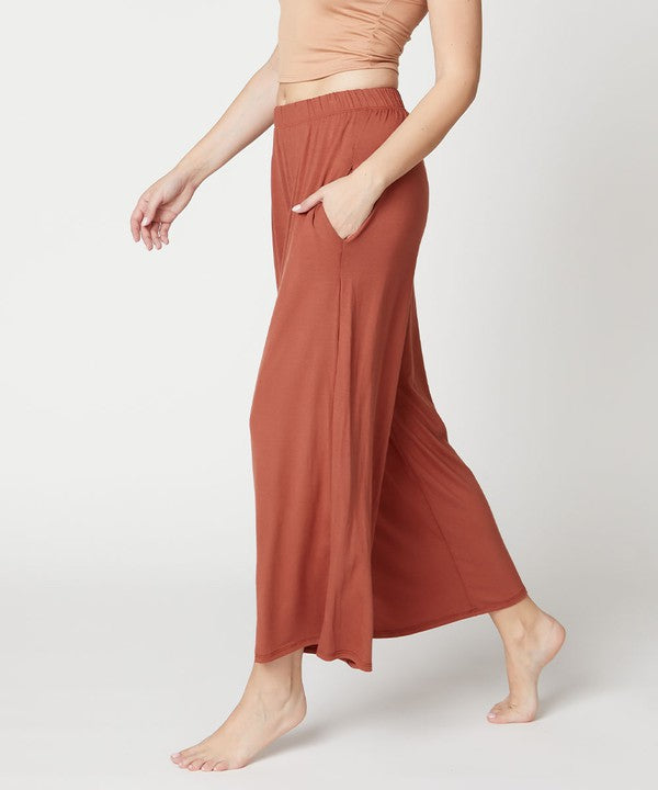 Full Size Bamboo Ankle Length Wide Leg Pants Bottoms