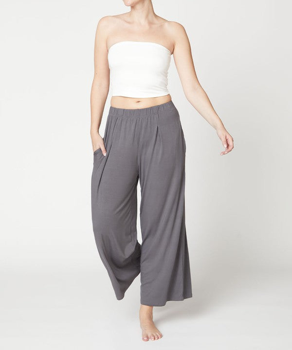 Full Size Bamboo Ankle Length Wide Leg Pants Bottoms