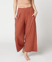 Full Size Bamboo Ankle Length Wide Leg Pants RUST Bottoms