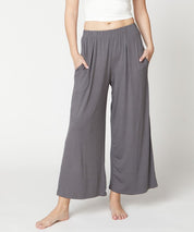 Full Size Bamboo Ankle Length Wide Leg Pants DULL GREY Bottoms