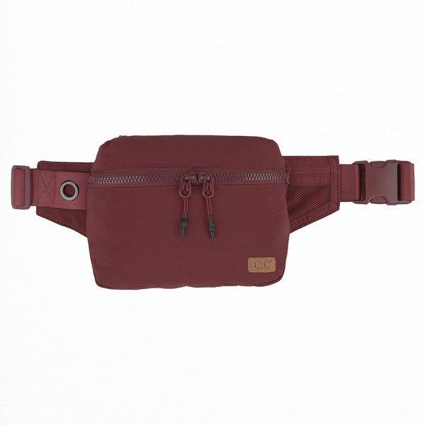 CC Zipper Fanny Pack Burgundy OS Handbags