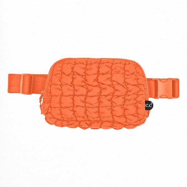 CC Quilted Puffer Belt Fanny Bag Orange OS Handbags