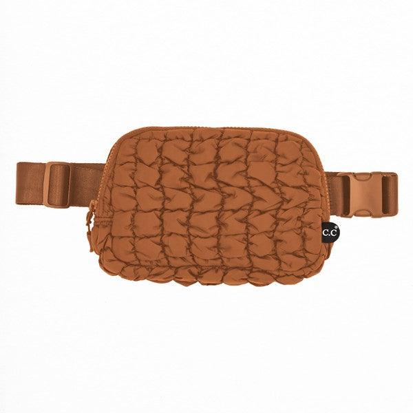 CC Quilted Puffer Belt Fanny Bag Rust OS Handbags