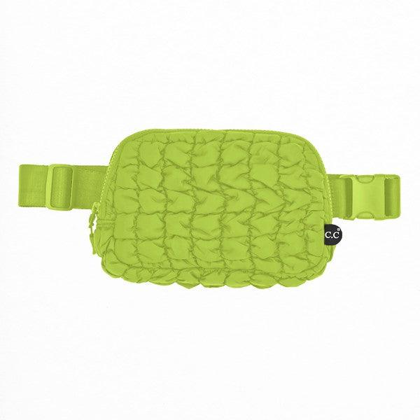 CC Quilted Puffer Belt Fanny Bag Lime OS Handbags