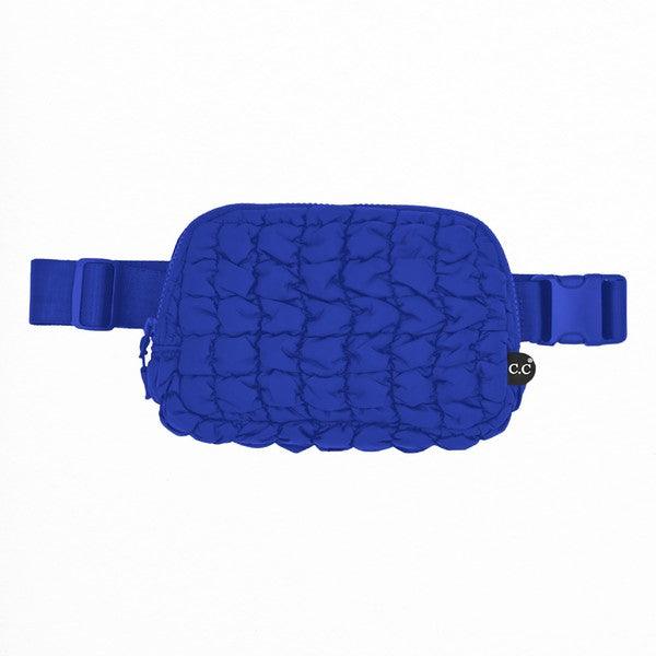 CC Quilted Puffer Belt Fanny Bag Cobalt Blue OS Handbags