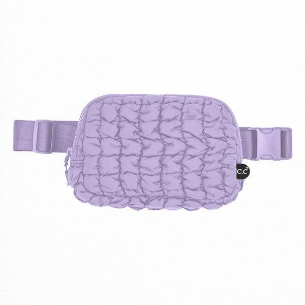 CC Quilted Puffer Belt Fanny Bag Lavender OS Handbags