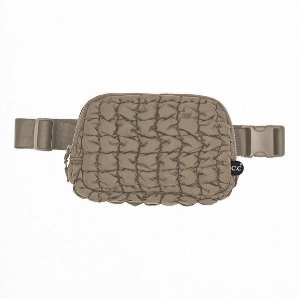 CC Quilted Puffer Belt Fanny Bag Taupe OS Handbags