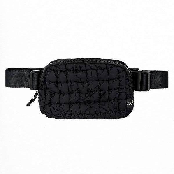 CC Quilted Puffer Belt Fanny Bag Black OS Handbags